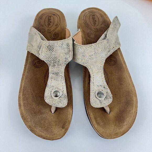 Taos Footwear Women's Lucy Wedge Sandal Silver Metallic size 42 11-11.5 M - Picture 12 of 12